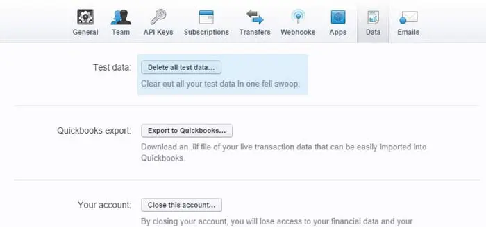 how to delete stripe test data